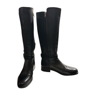 Coach Ruby Wide Calf Leather Riding Boots - Black, Size 9 NWOT